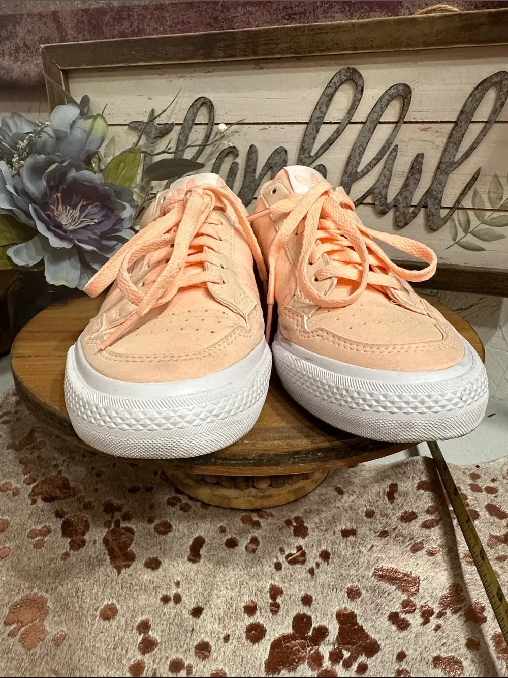 adidas Peach/White Kids Low-Top Sneakers